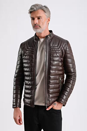 James Erkek Şişme Deri Mont