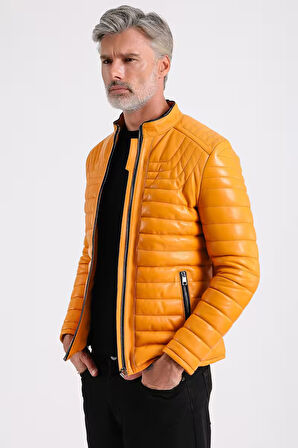 James Erkek Şişme Deri Mont