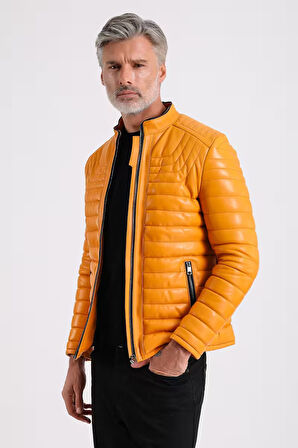 James Erkek Şişme Deri Mont