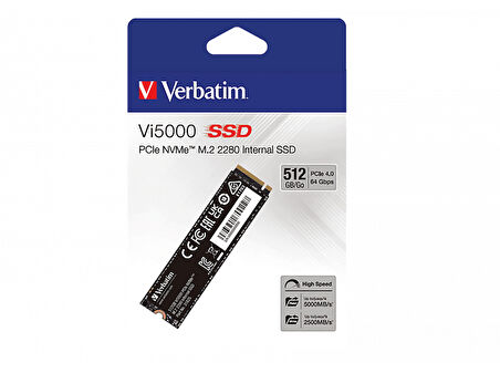 VERBATIM Vi5000 PCIE4 NVME M.2 512 GB Dahili SSDSiyah