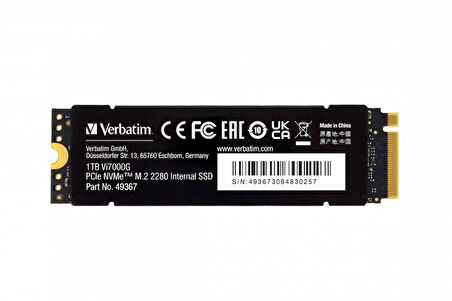 Verbatim 1TB Vi7000G Internal PCIe NVMe M.2 GEN4 SSD (7400MB Okuma/5500MB Yazma)