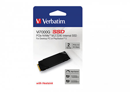 Verbatim 2TB i7000G 7000MB - 6500MB Playstation 5 Uyumlu M2 NVMe PCIe Gen 4 SSD