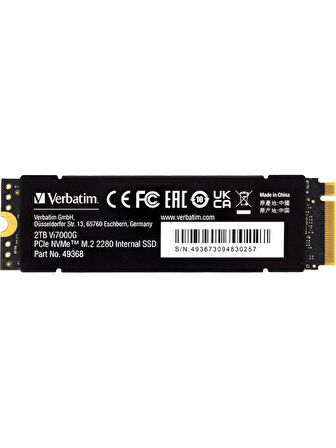 Verbatim 2TB i7000G 7000MB - 6500MB Playstation 5 Uyumlu M2 NVMe PCIe Gen 4 SSD