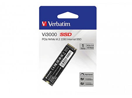 VERBATIM Vi3000 Internal PCIe NVMe M.2 GEN3 3300MB Okuma 3000MB Yazma 1 TB Dahili SSD Siyah