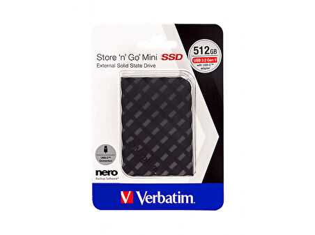 VERBATIM Store´N Go USB 3.2 Gen 1 512GB Mini SSD Siyah