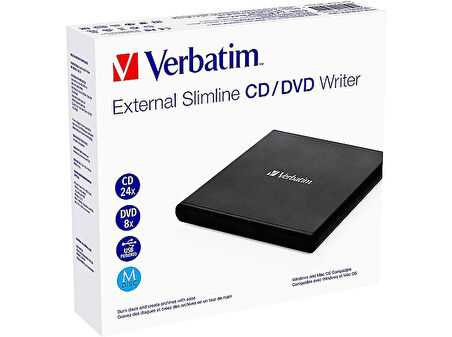 VERBATIM Slimline Harici CD/DVD Yazıcı Siyah