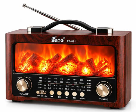 Dosound FP821 Şömine Efektli Retro Radyo – Bluetooth, USB, TF Kart, FM/AM/SW
