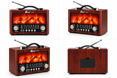 Dosound FP821 Şömine Efektli Retro Radyo – Bluetooth, USB, TF Kart, FM/AM/SW
