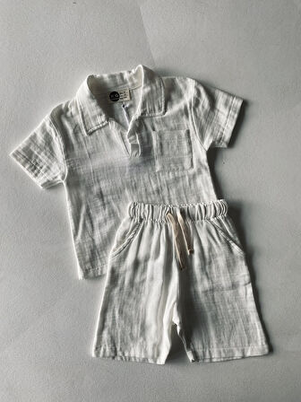 Çocuk Müslin Tişört Şort Takımı