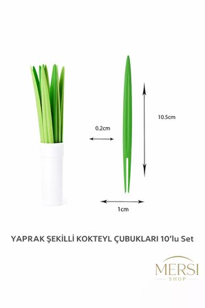Yaprak Şekilli Kokteyl Çubukları 10’lu Set – Dekoratif Sunum Çubuğu