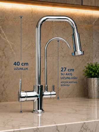 Vilas Storm AquaNova Su Arıtma 3 Çıkışlı Mutfak Evye Bataryası