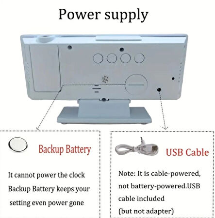 Geniş Ekran LED Projeksiyonlu Çalar Saat