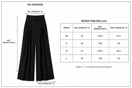 Luzar Kadın Palazzo Pantolon Yüksek Bel Siyah Viskon Bol Paça