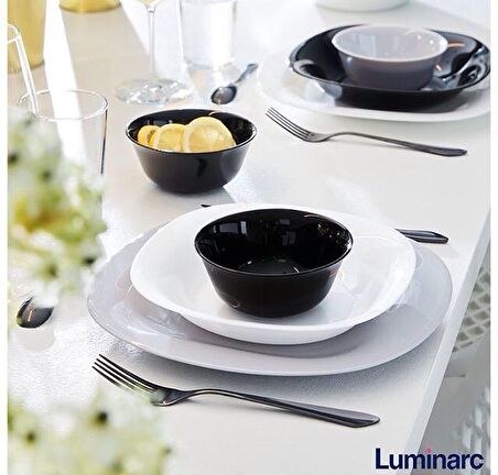 Luminarc Carine Noir Siyah Yemek Tabağı 21cm 6lı Set