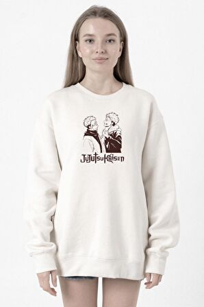 Jujutsu Kaisen Anime Long Beyaz Kadın 2ip Sweatshirt