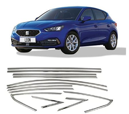 Seat Leon Cam Çerçevesi Komple Set Nikelajı 10 Parça 2021+ Sonrası Uyumlu