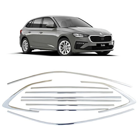 Skoda Scala Krom Cam Çerçevesi 10 Parça TamTur 2019+ Uyumlu