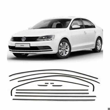 Vw Jetta Cam Çerçeve Çıtası Parlak Siyah Komple 2011-2020 Arası