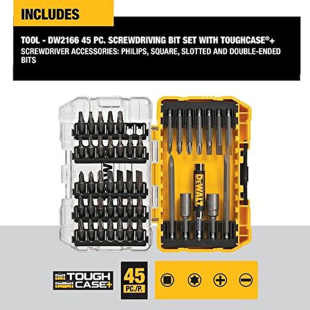 DEWALT Tornavida Uç Seti Sert Kılıflı 45 Parça (DW2166)