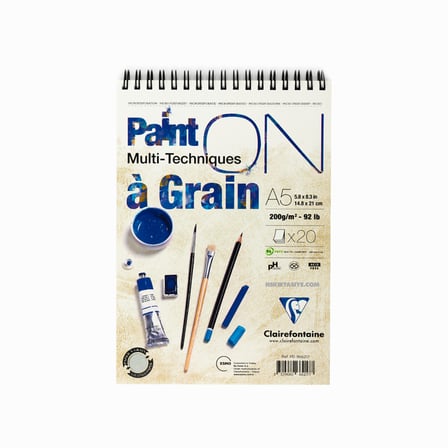 Clairefontaine A5 Paint-On A Grain Çizim Blok 200 Gr 20 Yaprak Resim Defteri Üst Spiralli Pd966217