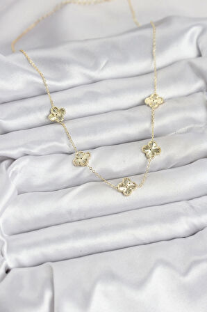 Pirinç Gold Renk Yonca Kadın Kolye