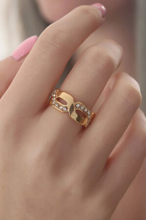 Gold Renk Zirkon Taşlı Kadın Yüzük