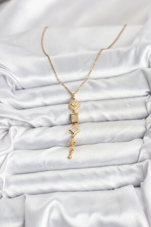 316L Çelik Zincir Gold Renk Kutup Yıldızı Enerji Model Kadın Y Kolye