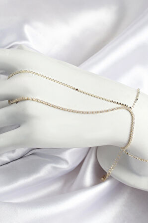 Pirinç Zirkon Taşlı Ezme Zincir Model Gold Renk Kadın Şahmeran