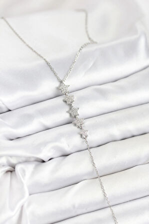 316L Çelik Zincir Gümüş Renk Yıldız Model Y Kolye