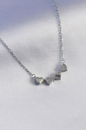 316L Çelik Gümüş Renk Açılır Zirkon Taşlı Yonca Model Kadın Kolye