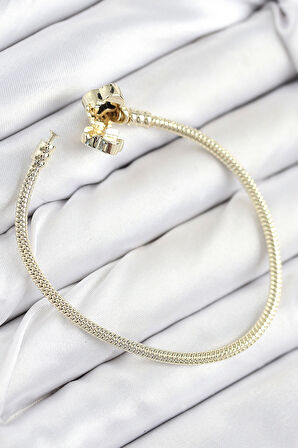 Pirinç Charm Zirkon Taşlı Yonca Model Gold Renk Kadın Bileklik