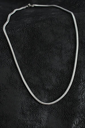 316L Çelik Oval İtalyan Zincir Model Gümüş Renk Erkek Kolye