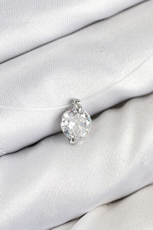 Misineli Zirkon Taşlı Model Gümüş Renk Hayalet Kolye