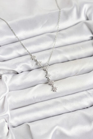 316L Çelik Zincir Gümüş Renk Kutup Yıldızı Model Kadın Kolye