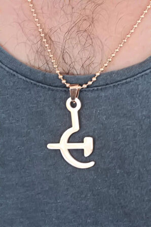 Rose Renk Metal Orak ve Balta Figürlü Erkek Kolye