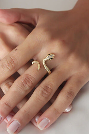 Ayarlanabilir Gold Renk Yılan Kadın Yüzük