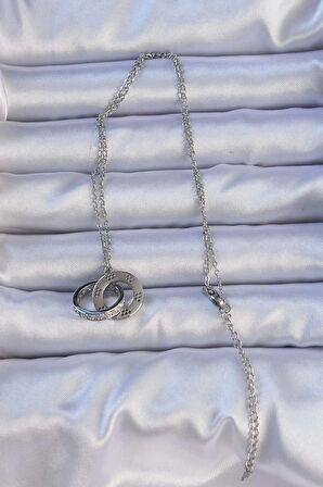 316L Çelik Gümüş Renk Zirkon Taşlı Kolye