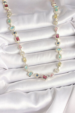 Pirinç Gold Renk Zirkon Taşlı VIP Seri Kadın Kolye