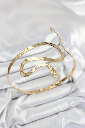 Pirinç Yılan Model Gold Renk Kadın Pazu Bileklik