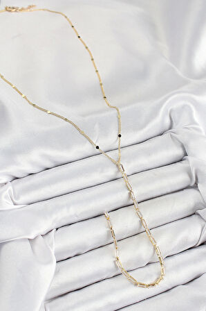 Pirinç Zirkon Taşlı Model Gold Renk Y Kolye