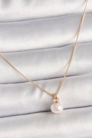 Pirinç Gold Renk İnci Model Kadın Kolye