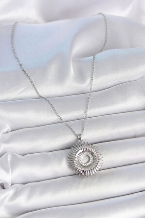 316L Çelik Gümüş Renk Zincir Zirkon Taşlı Nova Yıldız Model Kadın Kolye