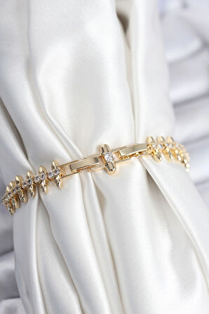 Pirinç VIP Seri Gold Renk Sıralı Damla Model Kadın Bileklik