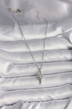 316L Çelik Gümüş Renk Zincir Zirkon Taşlı Kuzey Yıldızı Model Kadın Kolye