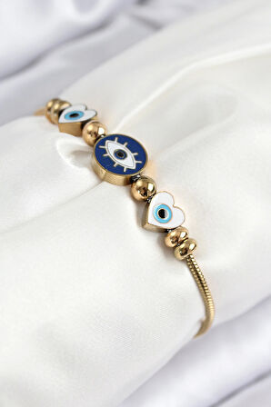 316L Çelik Göz Charm Model Gold Renk Kadın Bileklik