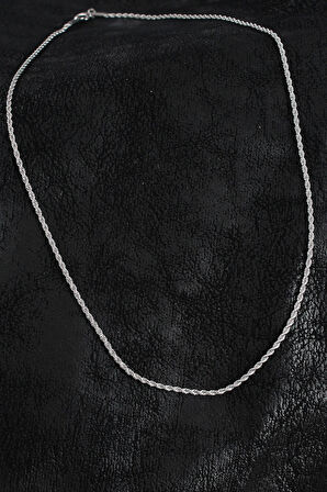 316L Çelik Halat Zincir Model Gümüş Renk Erkek Kolye