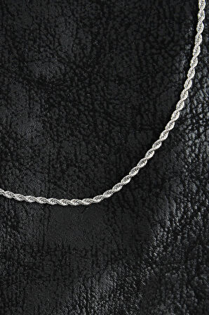 316L Çelik Halat Zincir Model Gümüş Renk Erkek Kolye