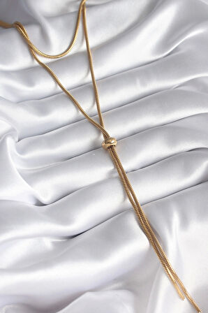 316L Çelik Gold Renk Tüp Zincir Asansör Model Kadın Kolye