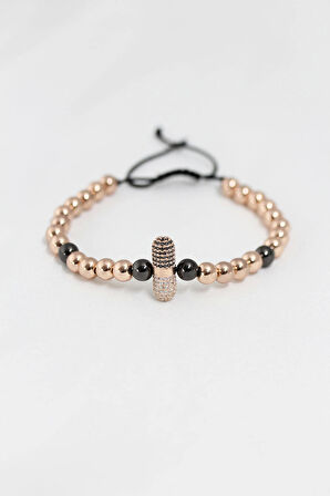 Rose Renk Çelik Zirkon Objeli Asansörlü Bileklik