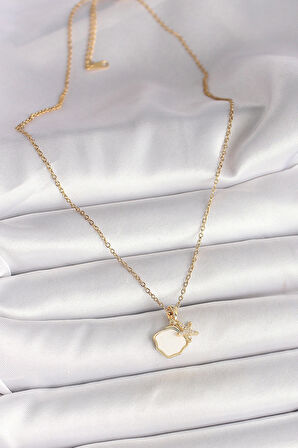 316L Çelik Gold Renk Zincir Sallantı Beyaz Mineli Deniz Kabuğu Zirkon Taşlı Deniz Yıldızı Figür Kadın Kolye